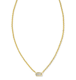 Kendra Scott Fern Crystal Pendant Necklace Gold White Crystal