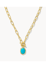 Kendra Scott Daphne Link Chain Necklace Gold Variegated Turq