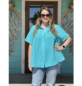 Blue Radiance Button Down Baby Doll Top