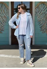 Light Blue Crochet Button Down Shirt