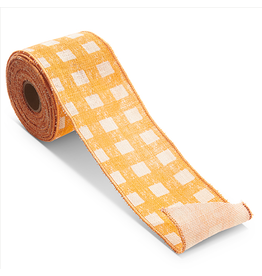 10 yards Orange Buffalo Check Burlap Ribbon