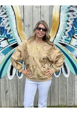 Queen of Sparkles Beige Gold Tiger Sweatshirt