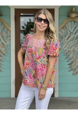 Andree By Unit Pink Floral Embroidered Top