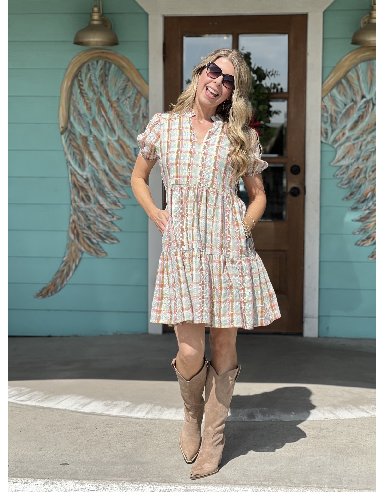 Plaid Embroidered Claire Dress