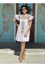 Striped Wren Embroidered Dress