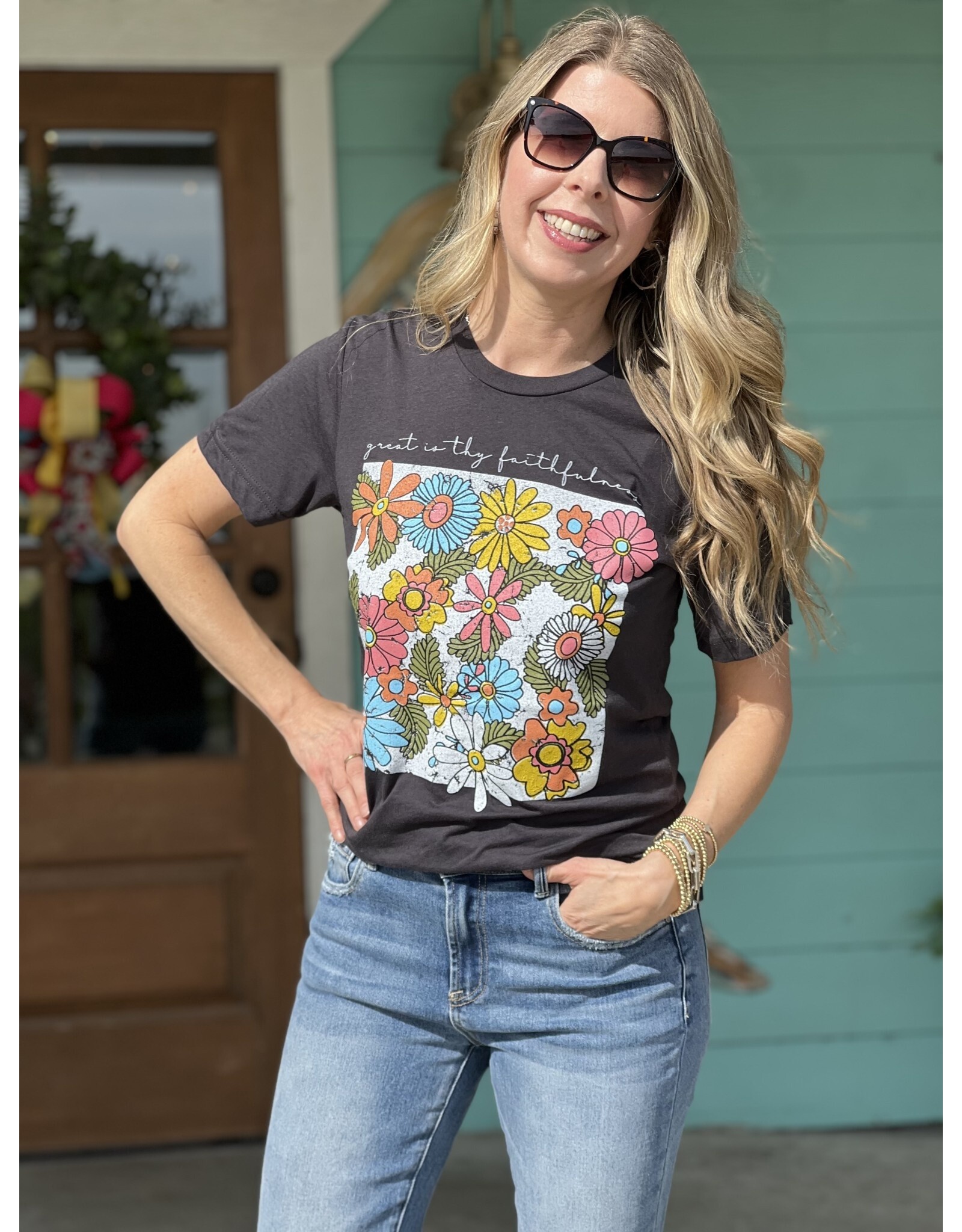 Floral Great is Thy Faithfulness Tee