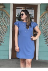 New Blue Flutter Sleeve Dress