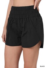 Black Smocked Waistband Shorts