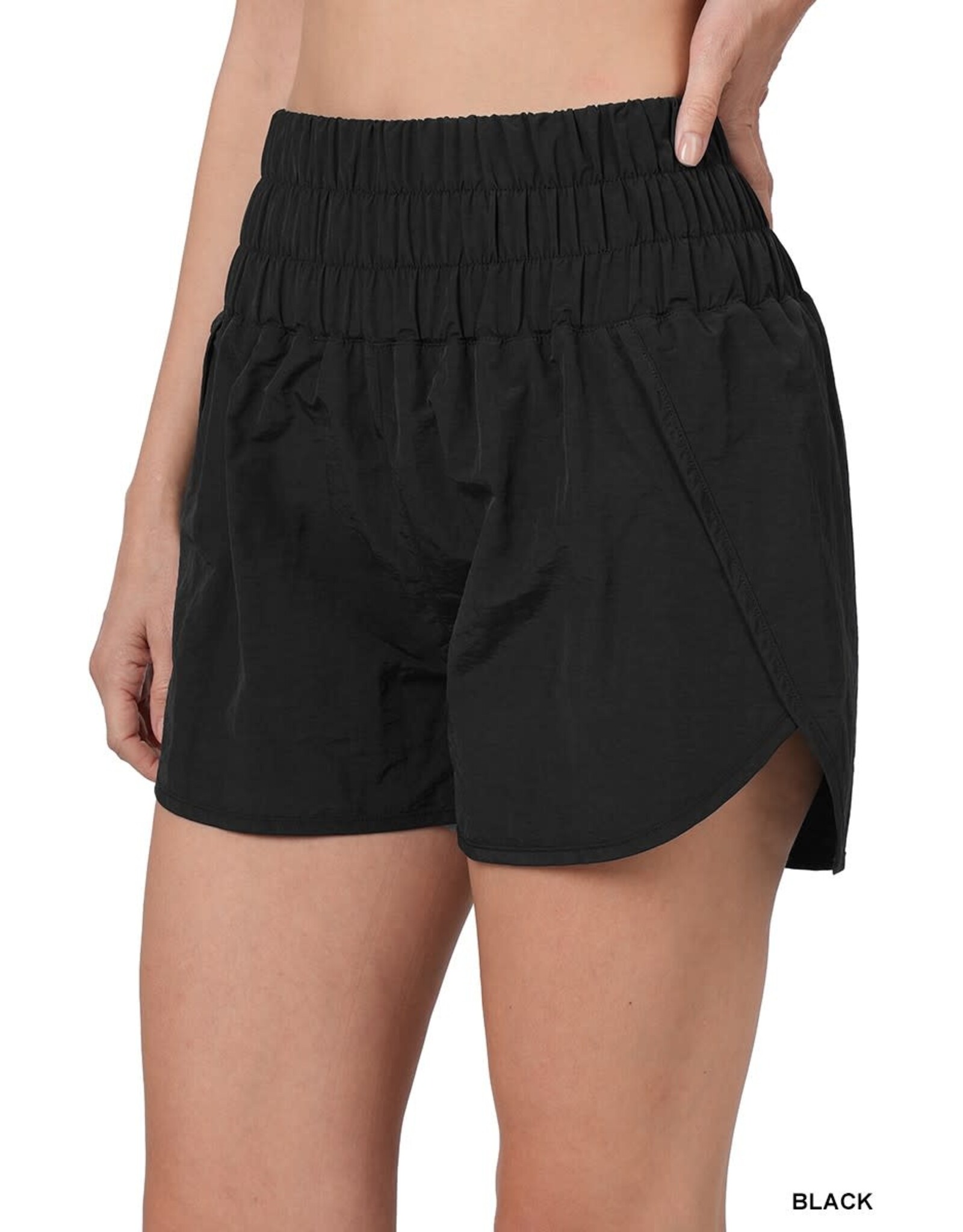 Black Smocked Waistband Shorts