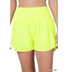 Neon Lime Smocked Waistband Shorts
