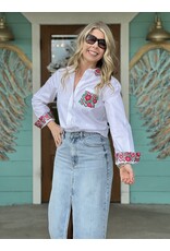 Tilly Floral Embroidered Detail White Shirt