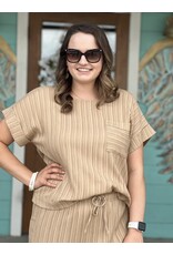 Taupe Pleated Cuff Sleeve Top