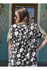 Black & White Floral Embroidered Top