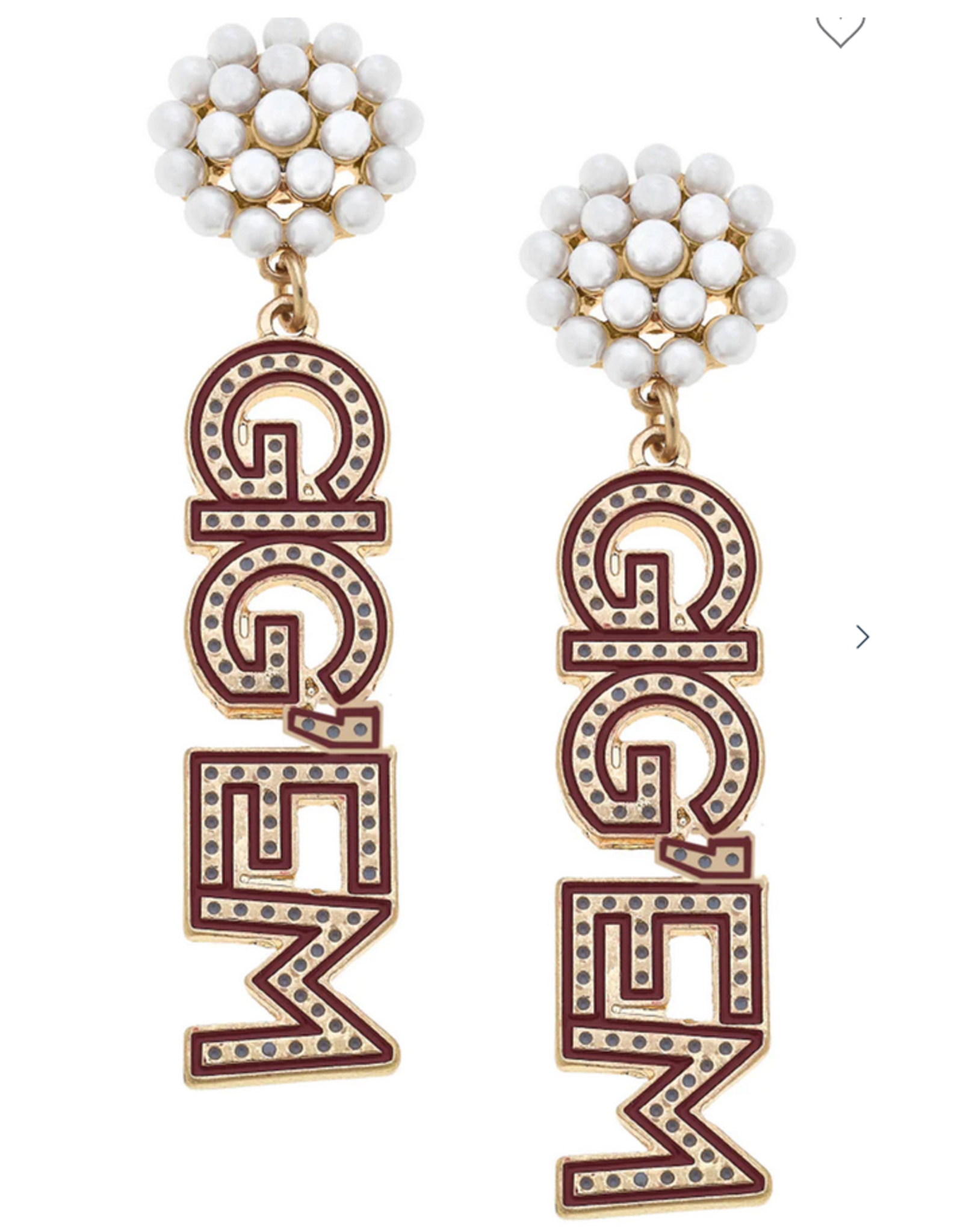 Texas A&M Gig'Em Pearl Cluster Earrings
