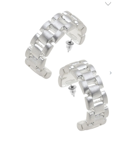 Watchband Hoop Earrings in Silver