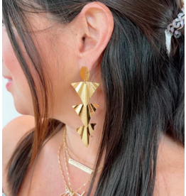 Treasure Jewels Triple Foil Gold Earrings