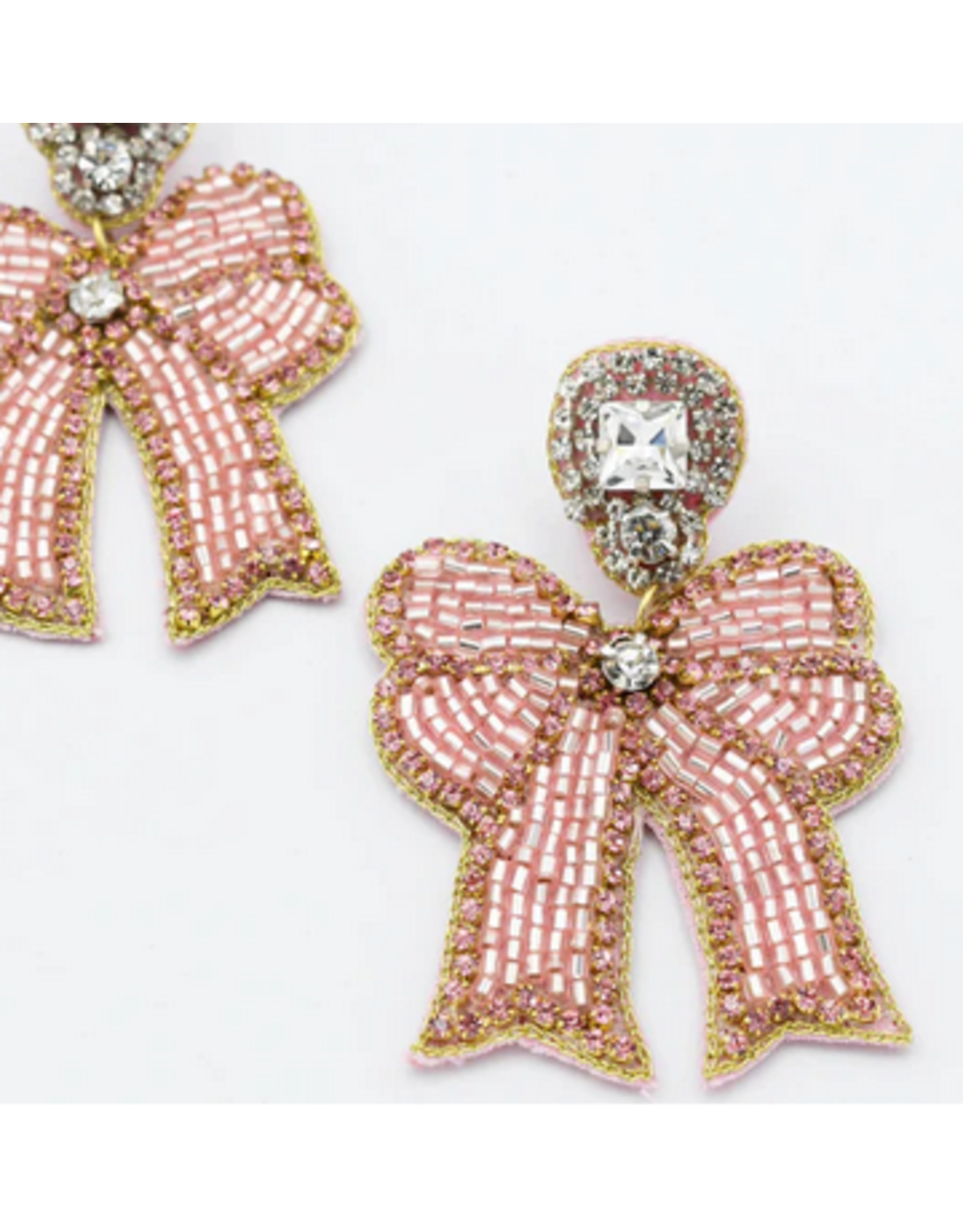 Treasure Jewels Pink Crystal Bow Earrings