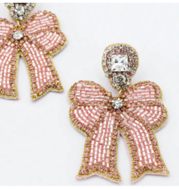 Treasure Jewels Pink Crystal Bow Earrings