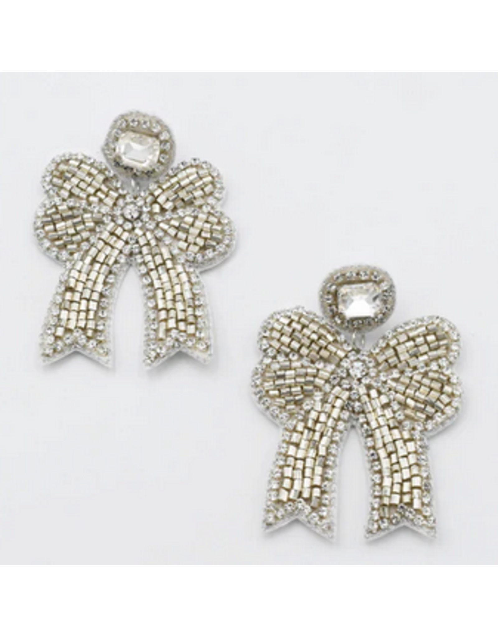 Treasure Jewels Silver Crystal Bow Earrings