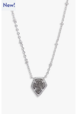 Kendra Scott Framed Tess Stlt Pendant Necklace Rhod Platinum Drusy