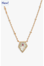 Kendra Scott Framed Tess Stlt Pendant Necklace Gold Dichroic Glass