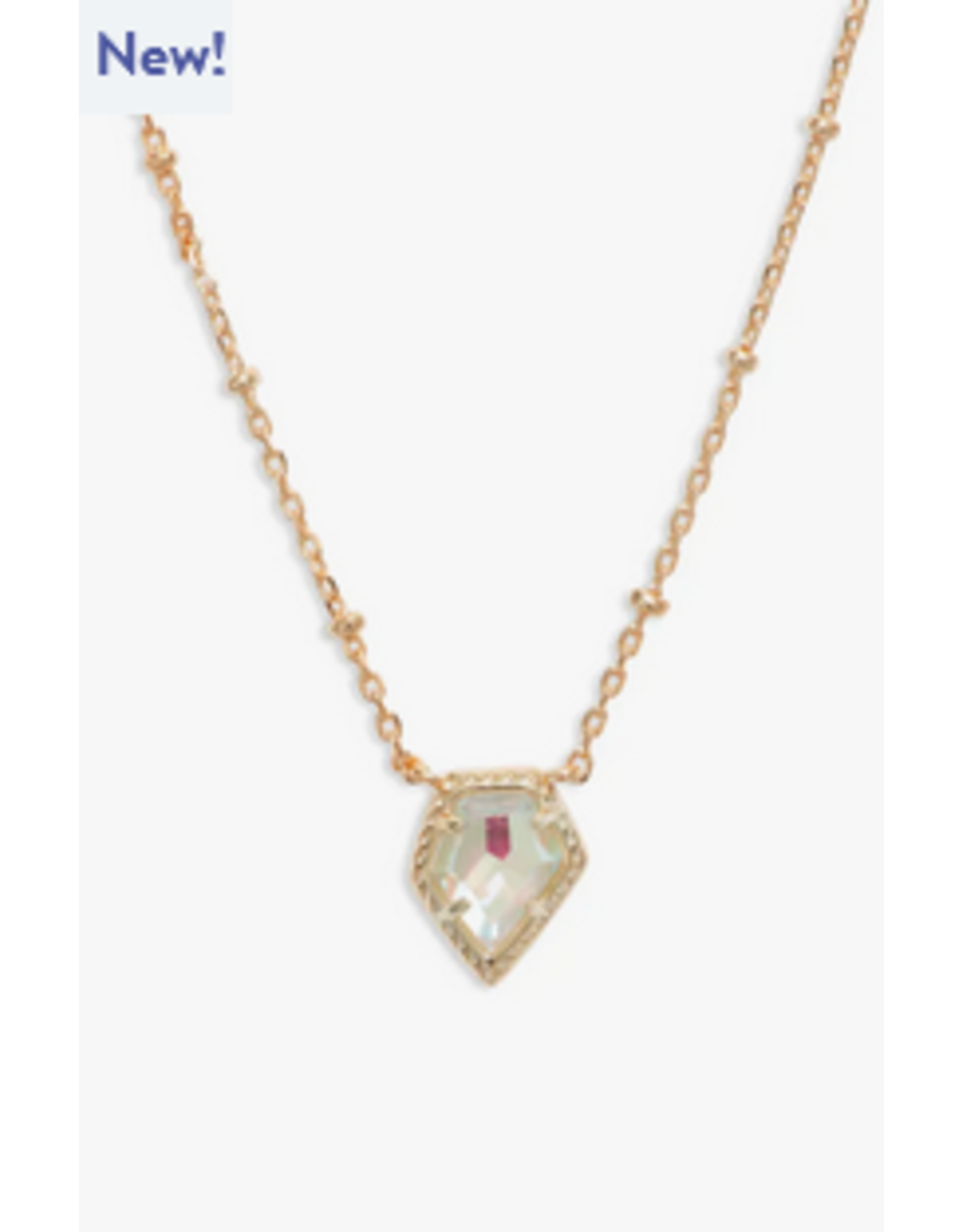 Kendra Scott Framed Tess Stlt Pendant Necklace Gold Dichroic Glass