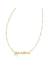 Kendra Scott Grandma Script Pendant Necklace -- Gold White Pearl
