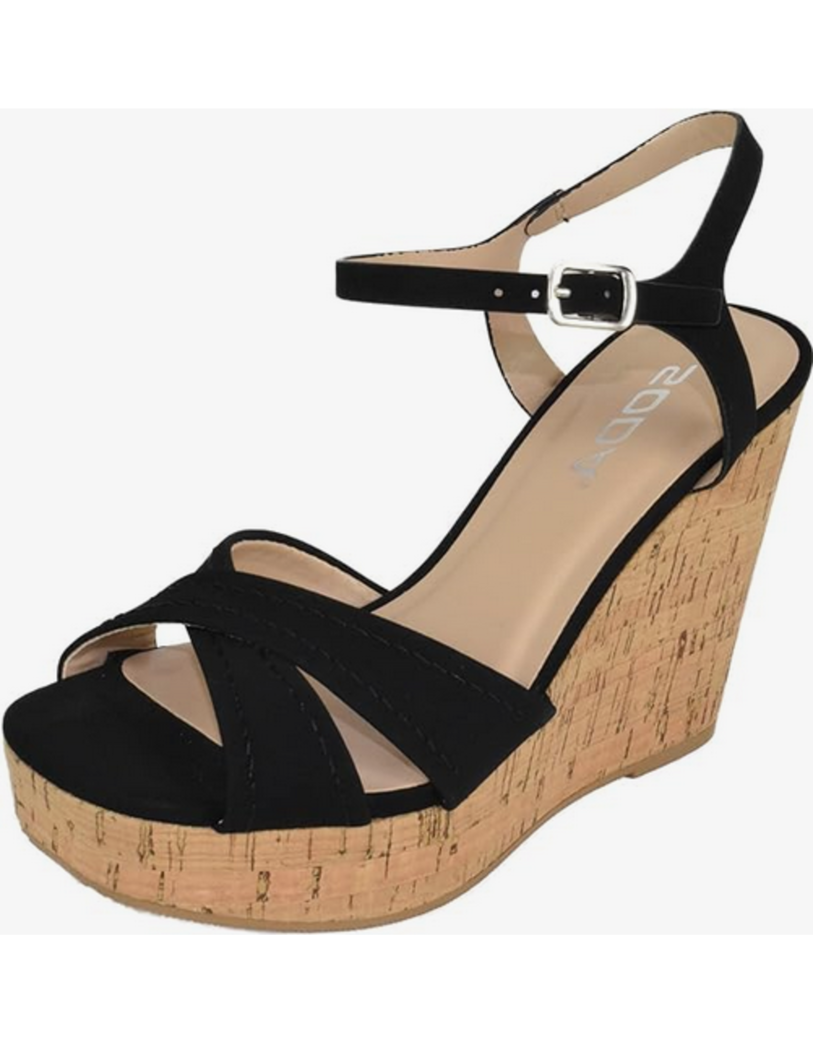 Black Donnie Ankle Tie Wedge