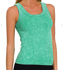 Kelly Green 2 WAY NECKLINE RIBBED TANK TOP