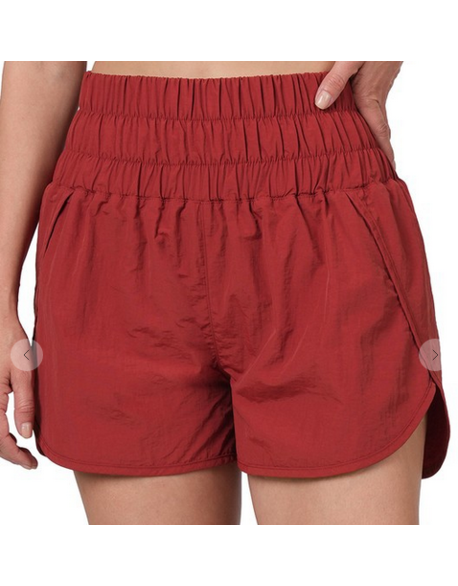 Copper Red  Smocked Waistband Shorts