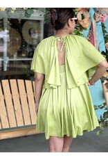 Lime Pleated Flowy Dress