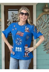 Blue 'Merica Embroidered Tee