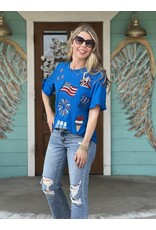 Blue 'Merica Embroidered Tee