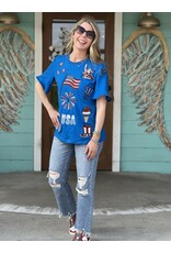 Blue 'Merica Embroidered Tee