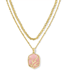 Kendra Scott Daphne Coral FRM MST Necklace Gold Rose Quartz