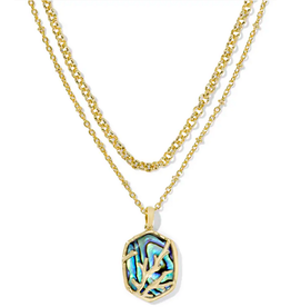 Kendra Scott Daphne Coral FRM MST Necklace Gold Abalone Shell