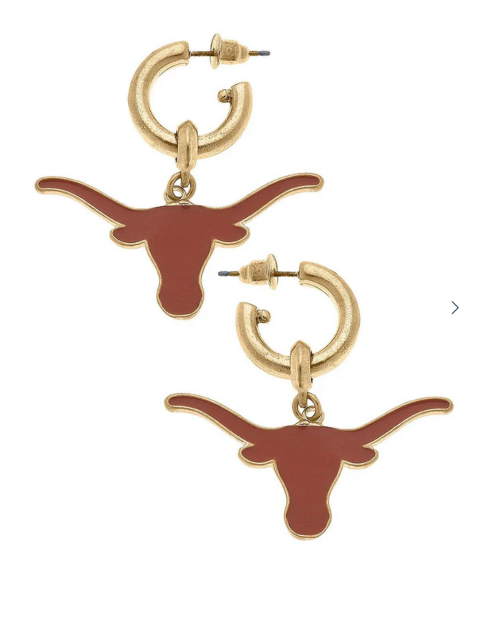 Texas Longhorn Enamel Drop Hoop Earrings