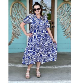 Blue Vacay Print Maxi Dress