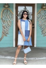 Denim Colorblock Patch Shift Dress