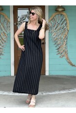 Black RickRack Trim Midi Dress