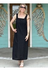 Black RickRack Trim Midi Dress