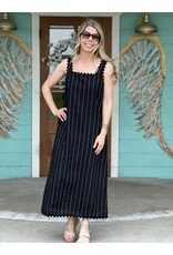 Black RickRack Trim Midi Dress