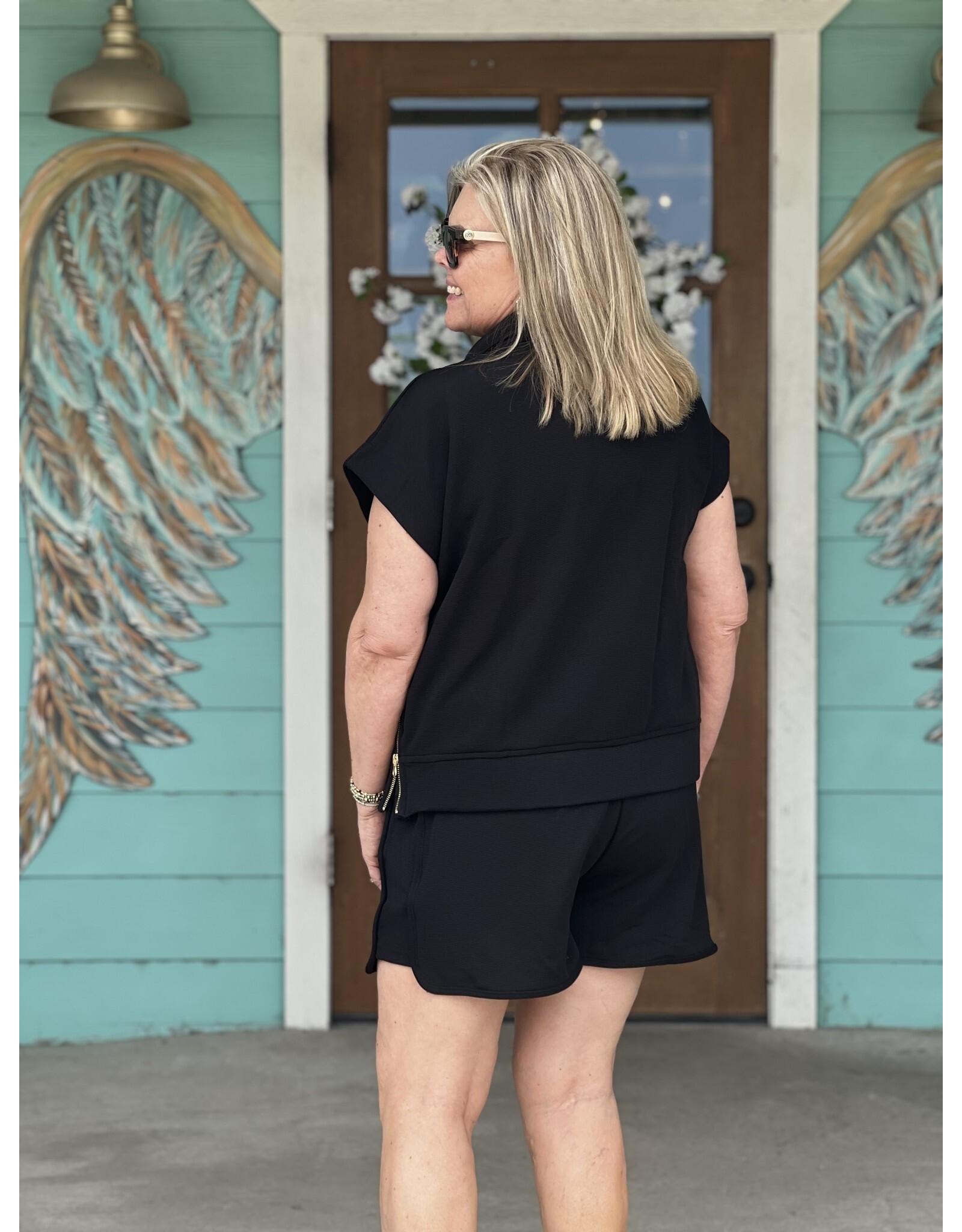 Black Grosgrain Drawstring Shorts