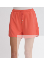 Orange Red Grosgrain Drawstring Shorts