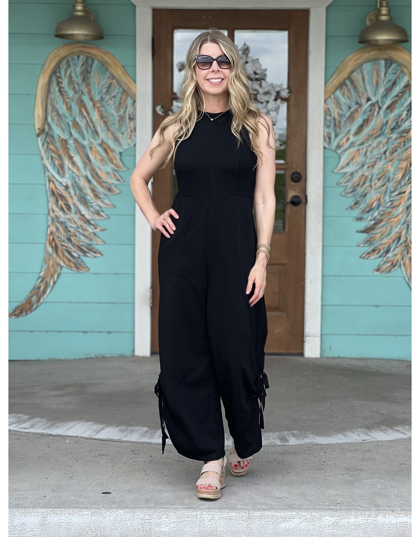 Black Sleeveless Sporty Jumpsuit