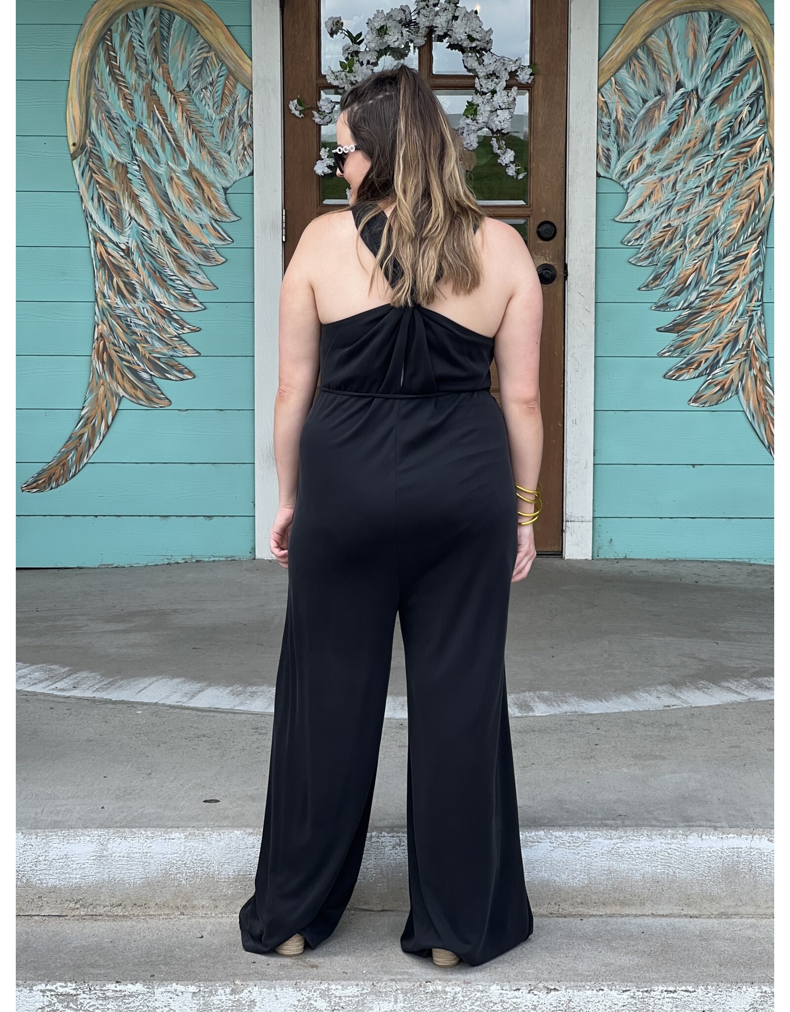 Black Halter Detail Jumpsuit