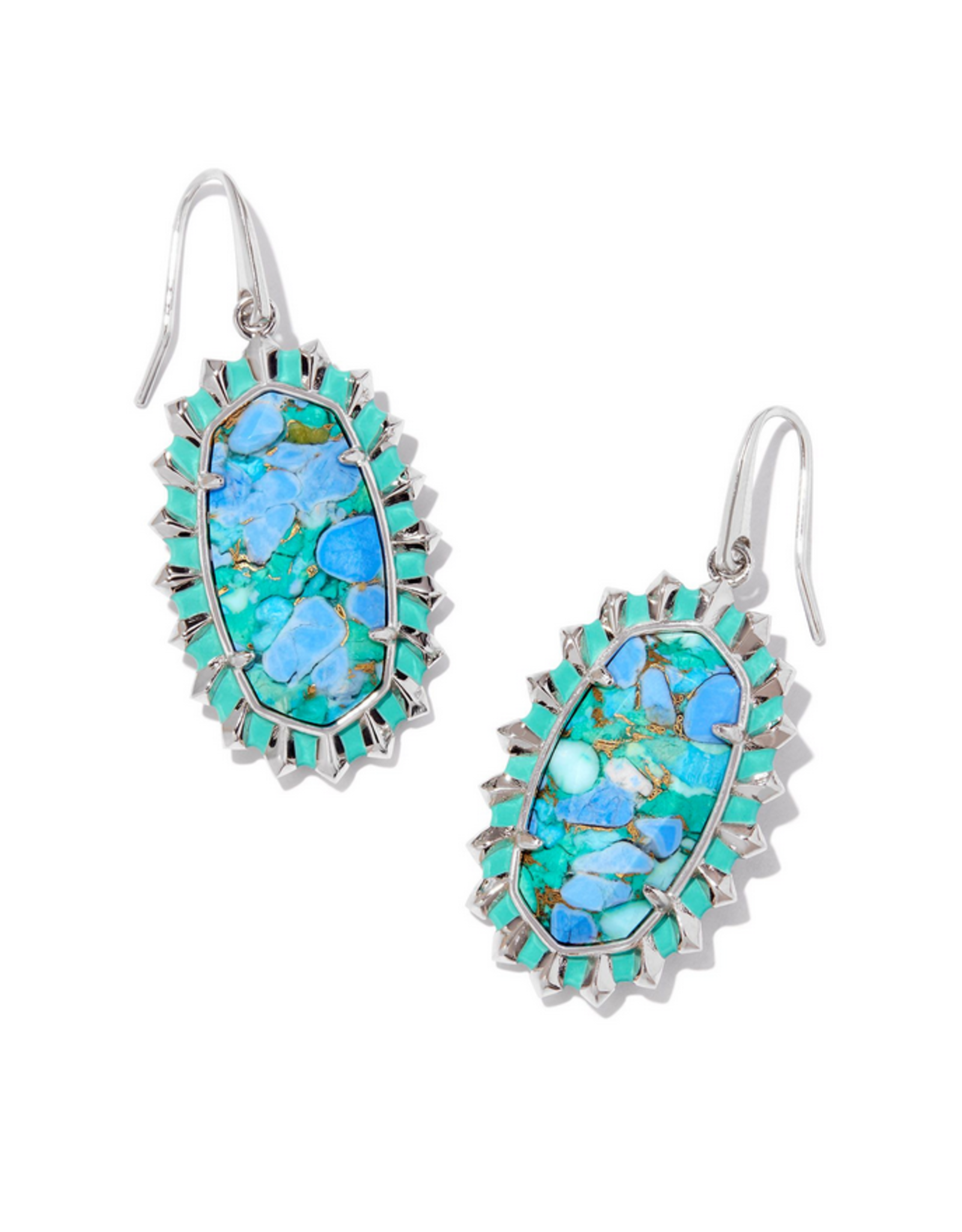 KENDRA SCOTT DANI  CLR BRST FRM DROP ER RHOD BRONZE VEINED AQUA