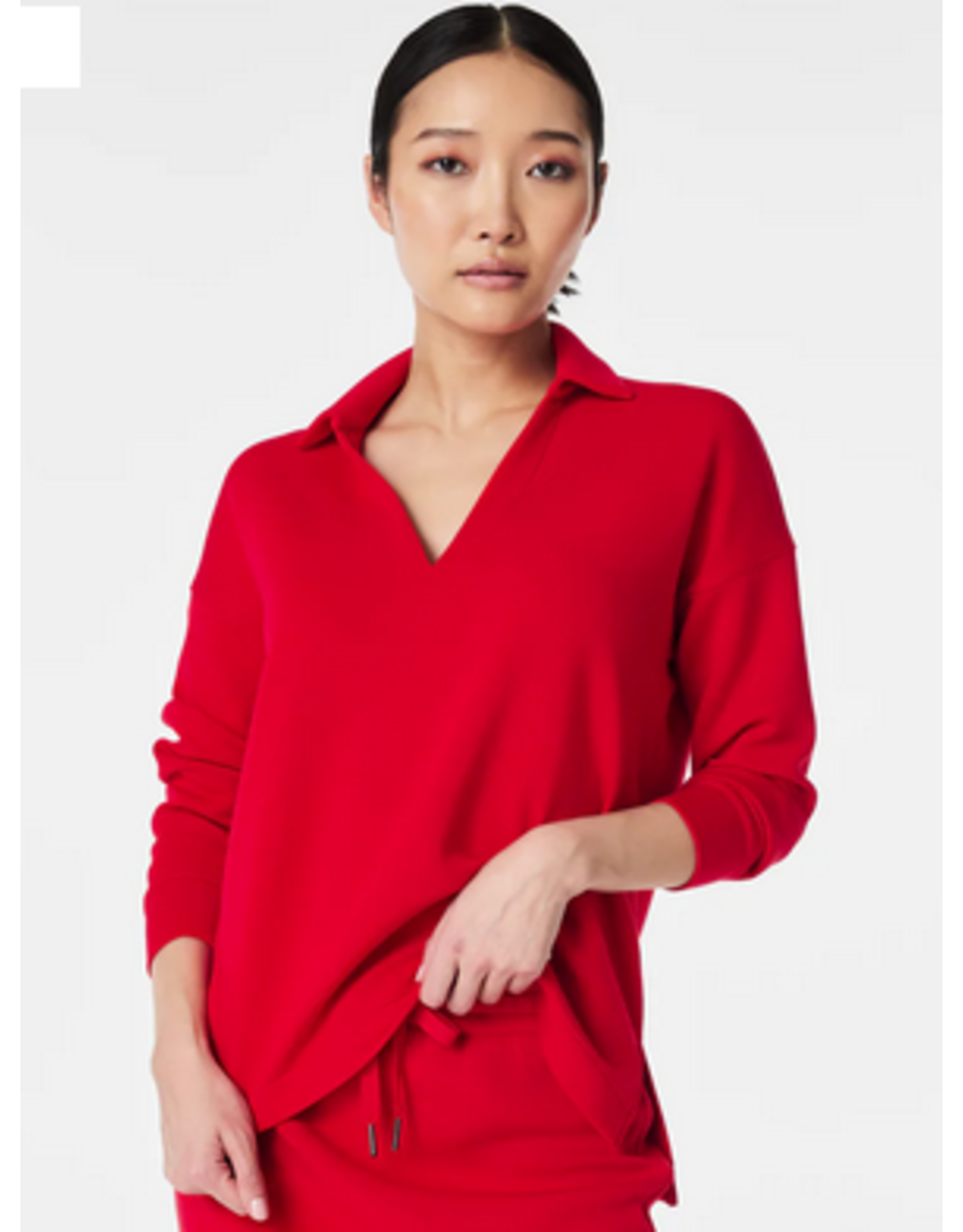 Spanx Air Essential Polo Top in Red