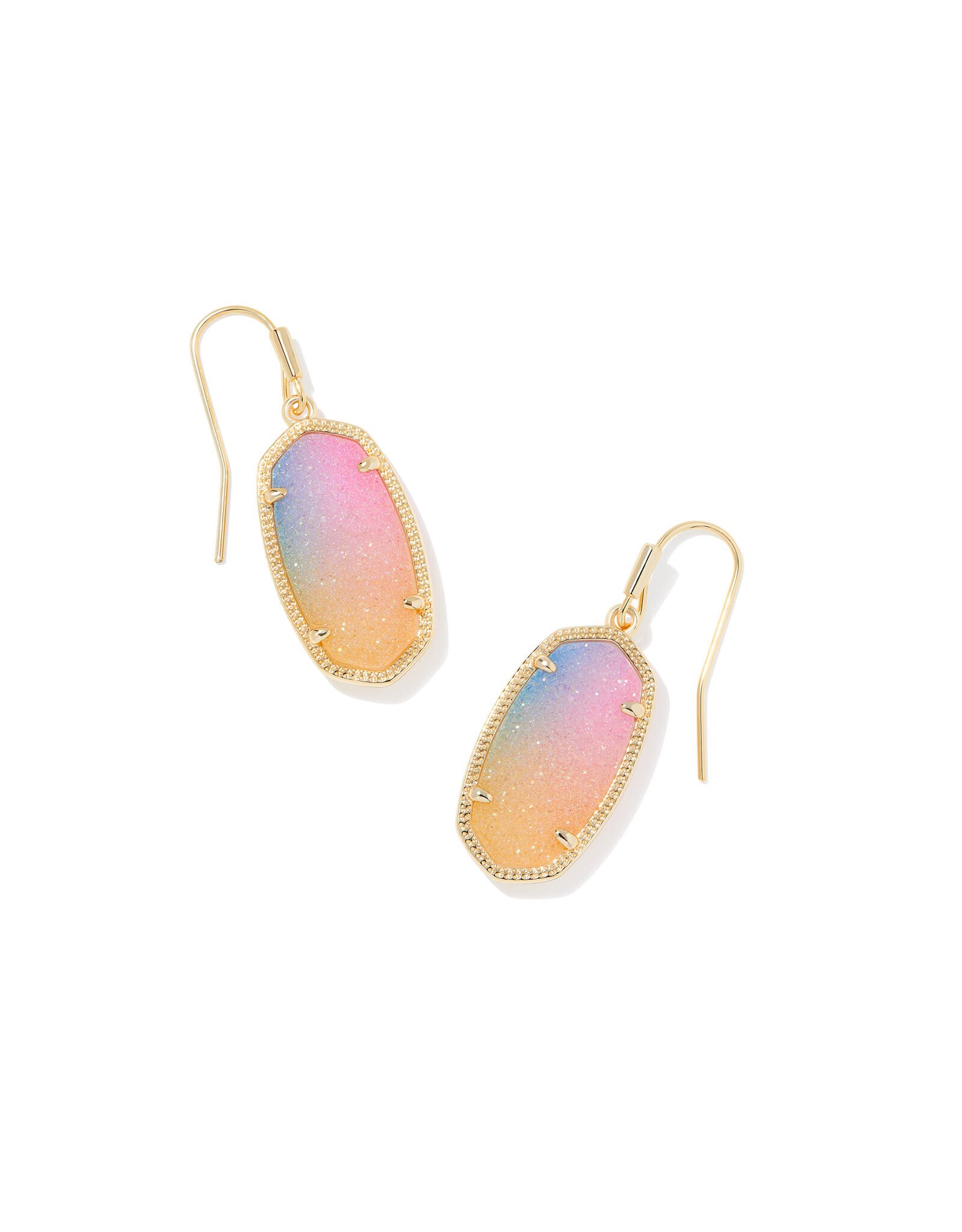 Kendra Scott Dani Earring Gold Pink Watercolor