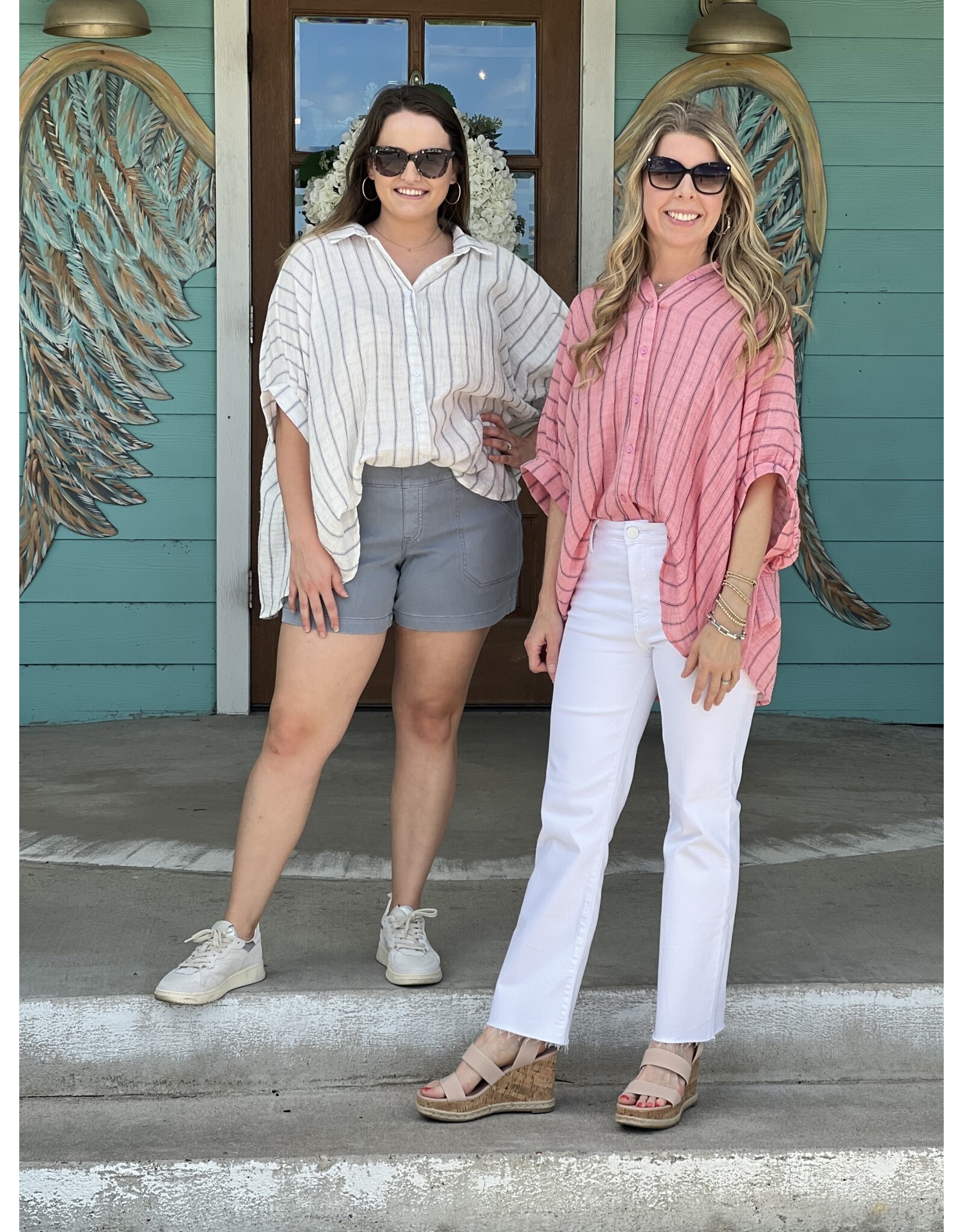 White Striped Woven Blouse